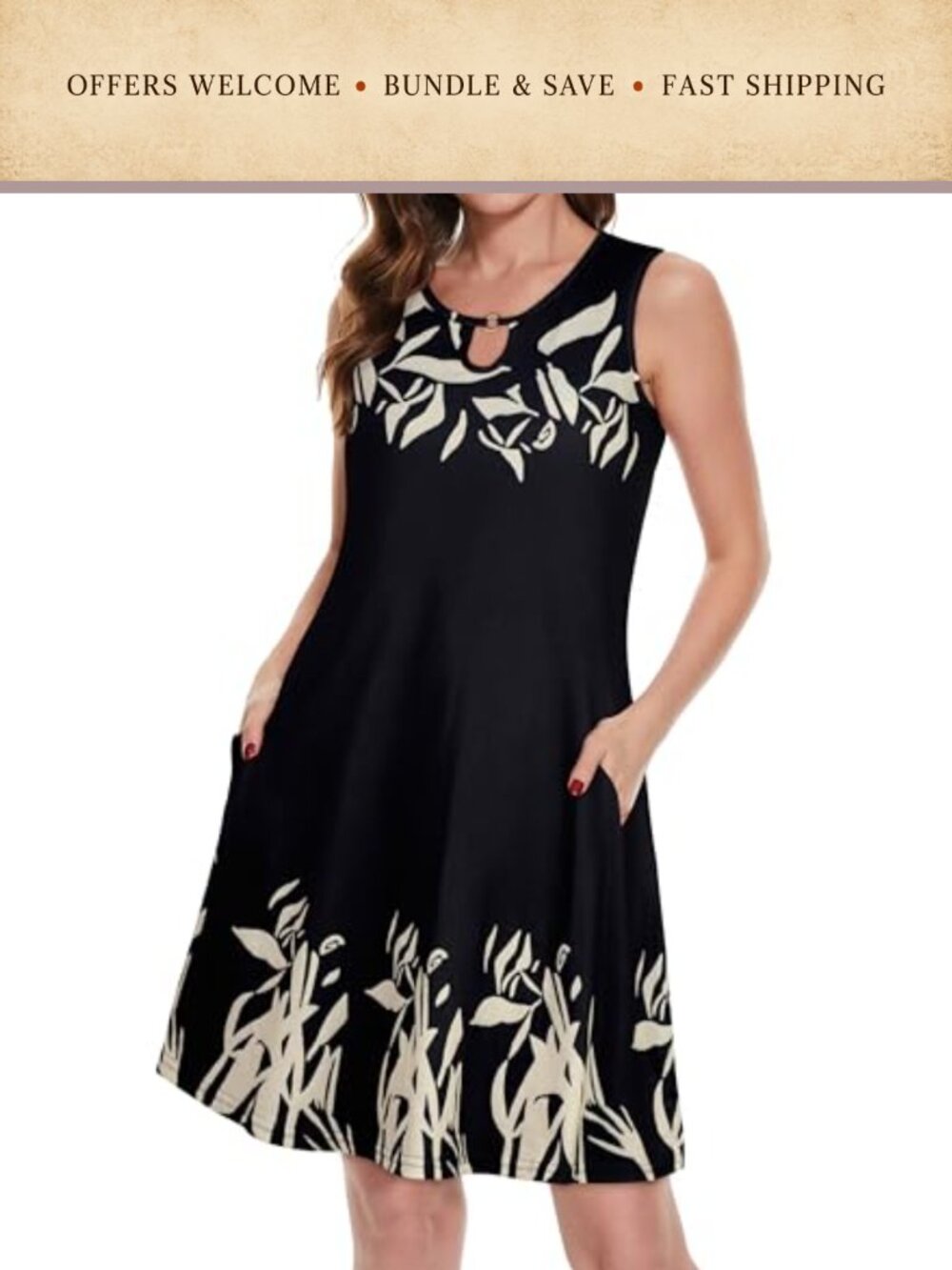 Sleeveless Summer Sundress with Pockets Casual Beach Dress